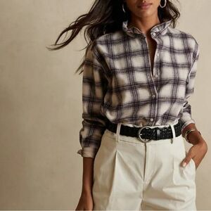 ✨ Banana Republic Wool Blend Ruffle-Collar Shirt Mediun